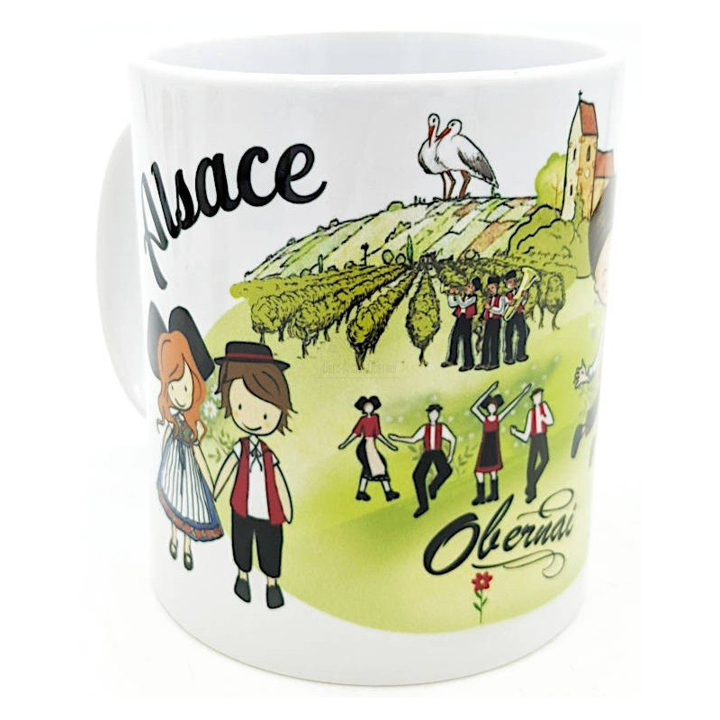 Kaffeebecher aus Keramik mit Weinreben aus dem Elsass Obernai