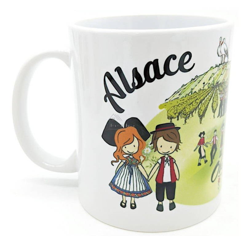 Kaffeebecher aus Keramik mit Weinreben aus dem Elsass Obernai