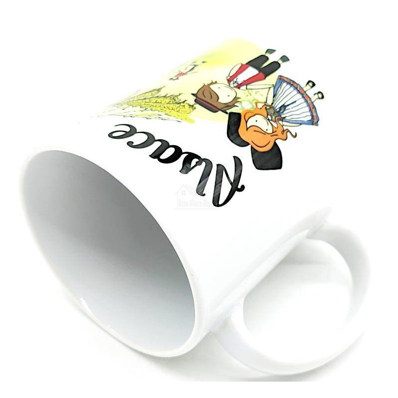 Kaffeebecher aus Keramik mit Weinreben aus dem Elsass Obernai