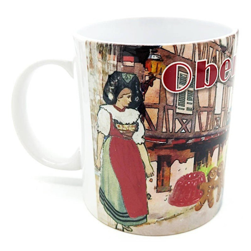 Kaffeebecher aus Keramik Störche im Dorf Obernai