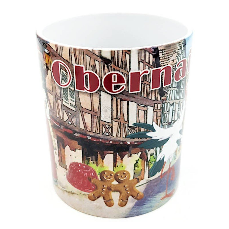 Kaffeebecher aus Keramik Störche im Dorf Obernai