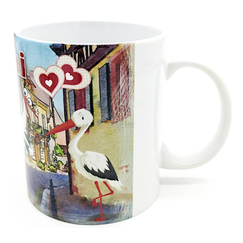 Ceramic Coffee Mug Storks in Obernai Village