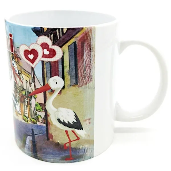 Ceramic Coffee Mug Storks in Obernai Village