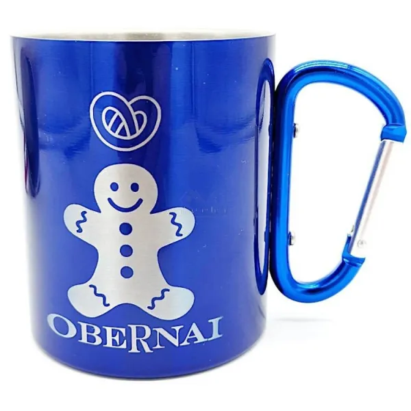 Stainless Steel Mug Blue Mannele Pretzel Carabiner Obernai