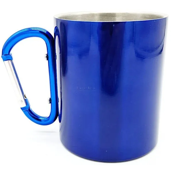 Stainless Steel Mug Blue Mannele Pretzel Carabiner Obernai