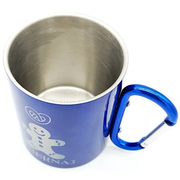 Stainless Steel Mug Blue Mannele Pretzel Carabiner Obernai