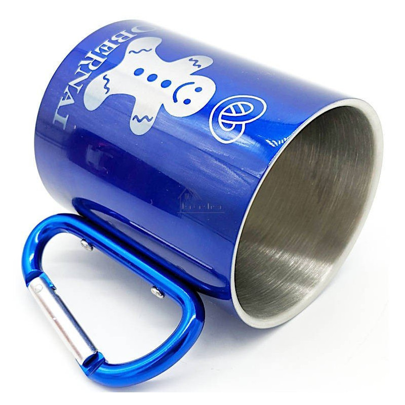 Mug en Inox Bleu Mannele Bretzel Mousqueton Obernai