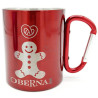 Mug en Inox Rouge Bretzel Mannele avec Mousqueton Obernai