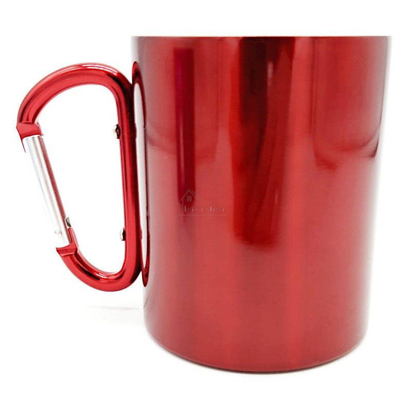 Mug en Inox Rouge Bretzel Mannele avec Mousqueton Obernai
