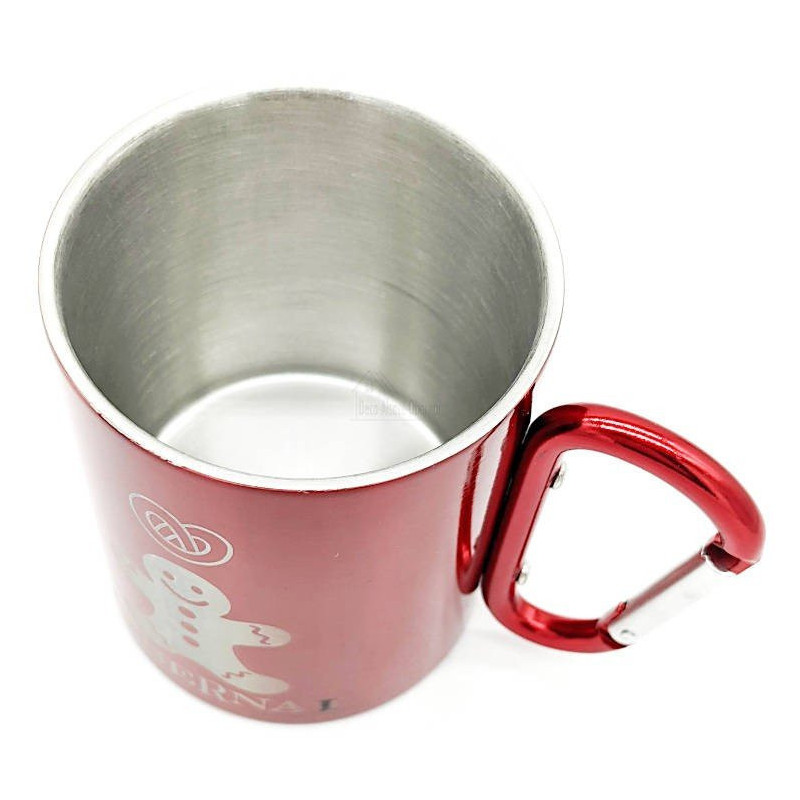 Mug en Inox Rouge Bretzel Mannele avec Mousqueton Obernai