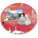 Round trivet decorated with Storks Alsace and Obernai