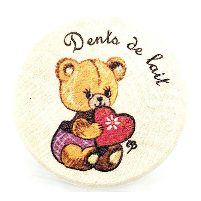Charming Wooden Milk Teeth Box with Teddy Bear decoration