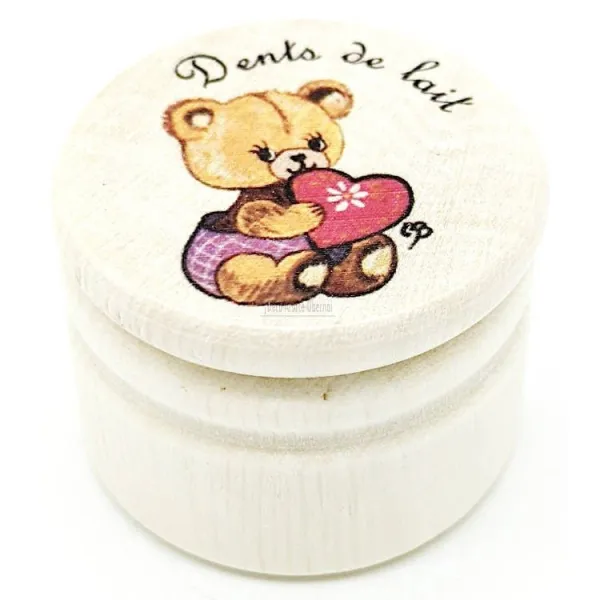 Boite à Dent de Lait décor Ourson en Bois de Charme