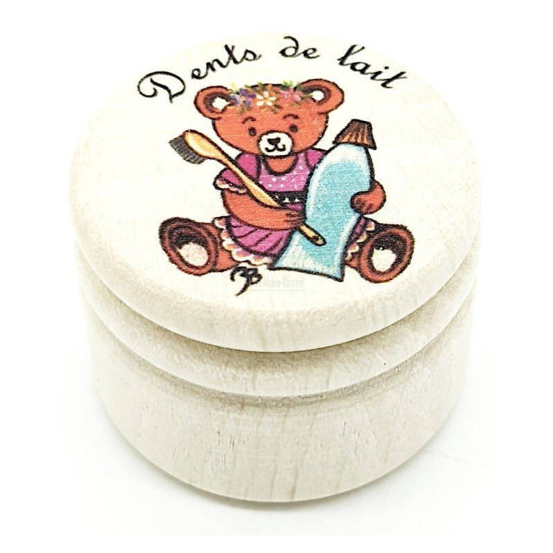 Milchzahndose mit Bärchen Toilette aus Holz mit Charme