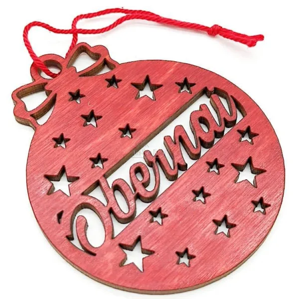 Wooden ball with Obernai stars to hang