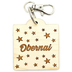 Porte Clé carré en Bois avec Étoiles Obernai