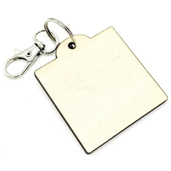 Square Wooden Key Ring with Obernai Stars
