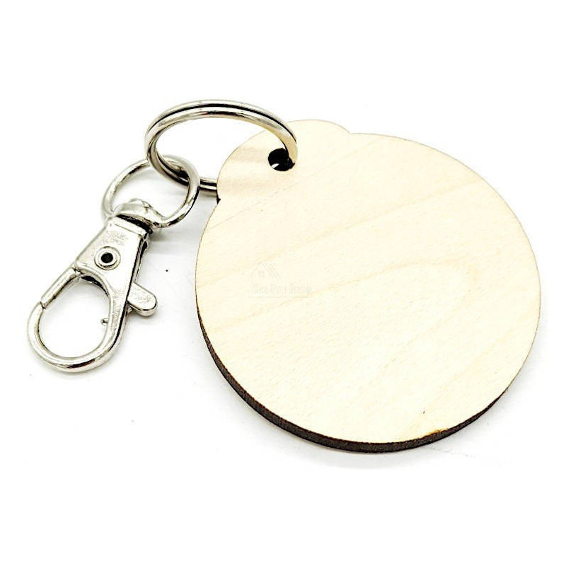 Porte Clé rond en Bois avec Étoiles d'Obernai
