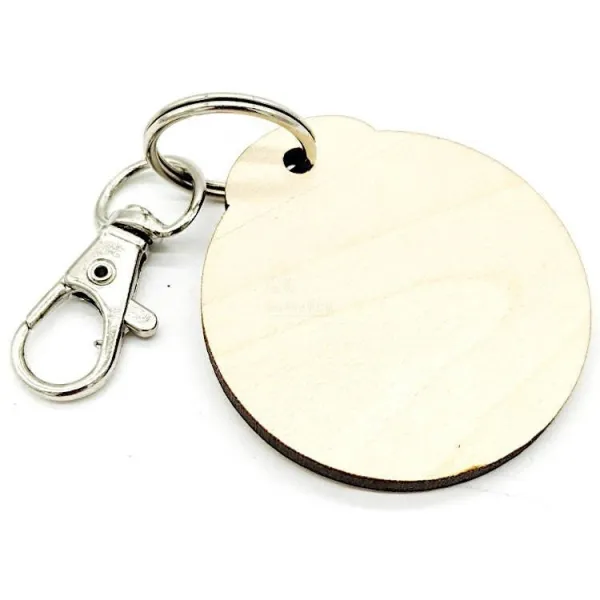 Round Wooden Key Ring with Obernai Stars