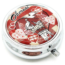 Pill box with Alsace storks and Obernai hearts design