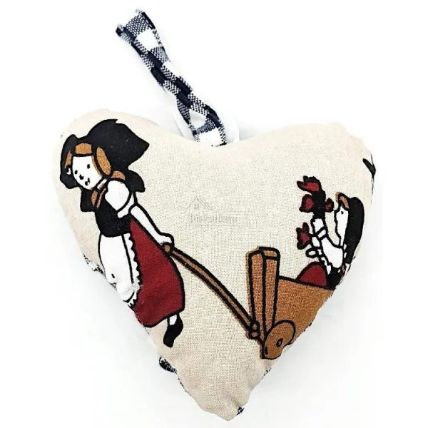 Coeur Alsace rembourré Alsacienne et Vichy Bleu en Tissus