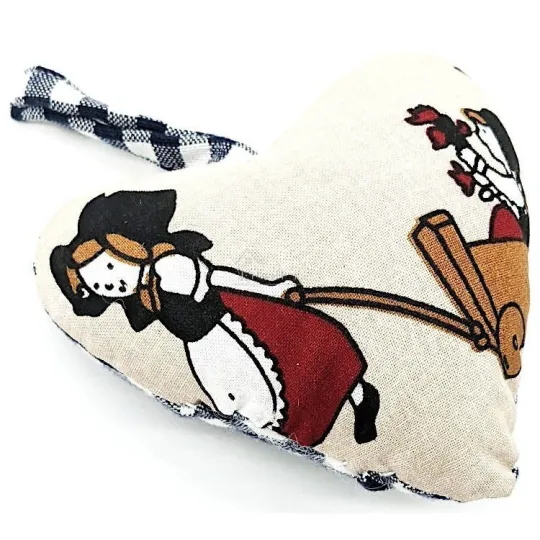 Coeur Alsace rembourré Alsacienne et Vichy Bleu en Tissus