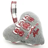 Coeur Alsace rembourré broderie les 3 Alsacienne et Vichy rouge en Tissus