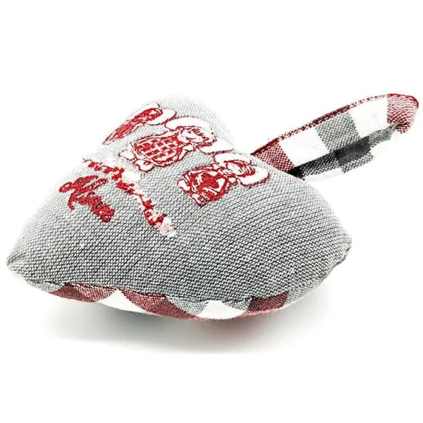 Coeur Alsace rembourré broderie les 3 Alsacienne et Vichy rouge en Tissus