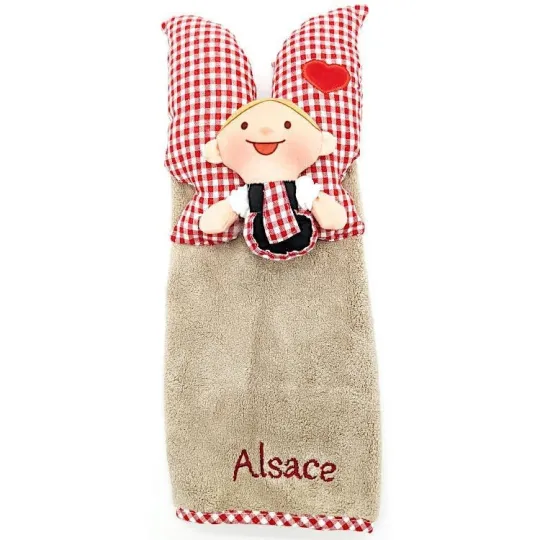 Keukenhanddoek Pop Lovely Elsa Beige geborduurd Elzas