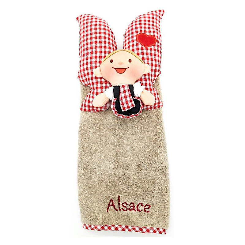Lovely Elsa Beige Embroidered Alsace Doll Towel