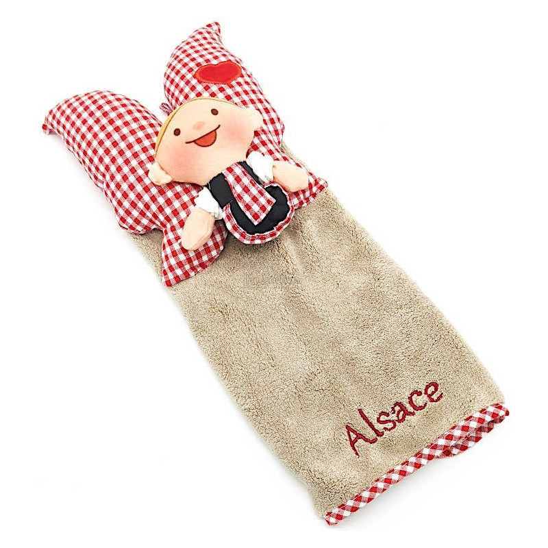 Lovely Elsa Beige Embroidered Alsace Doll Towel