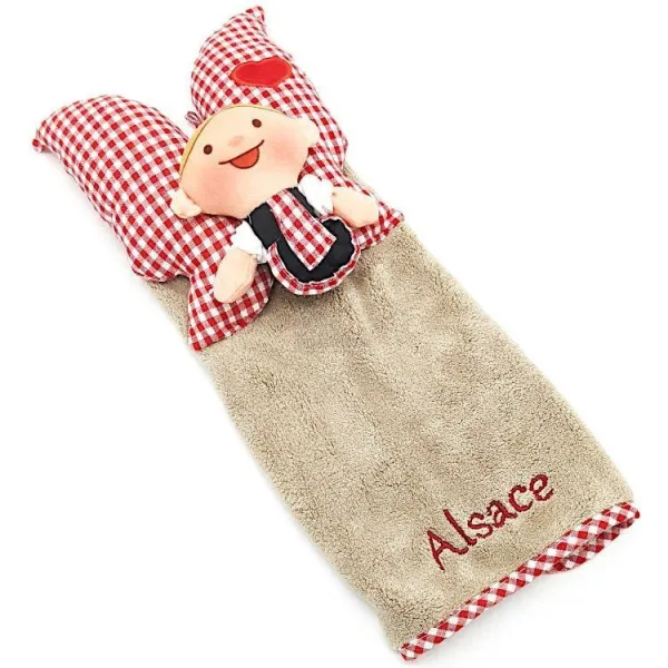 Lovely Elsa Beige Embroidered Alsace Doll Towel