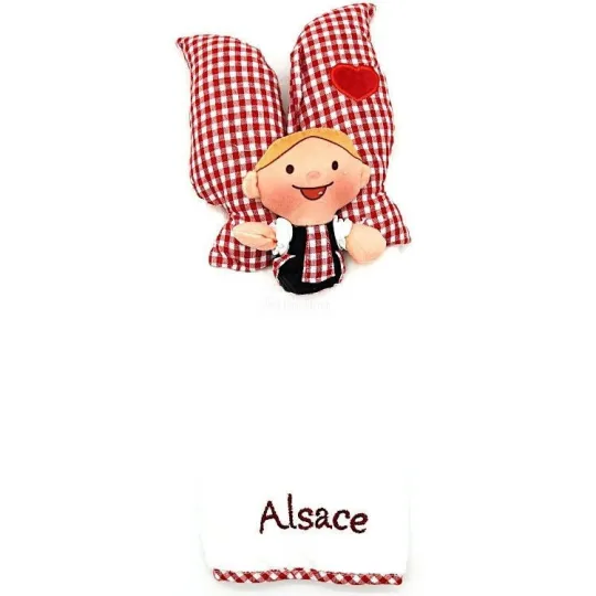 Keukenhanddoek Pop Lovely Elsa Wit geborduurd Elzas