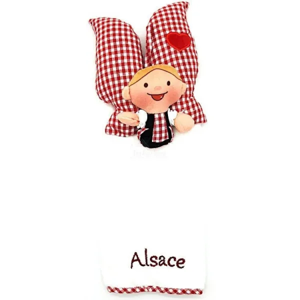 Lovely Elsa White Embroidered Alsace Doll Towel