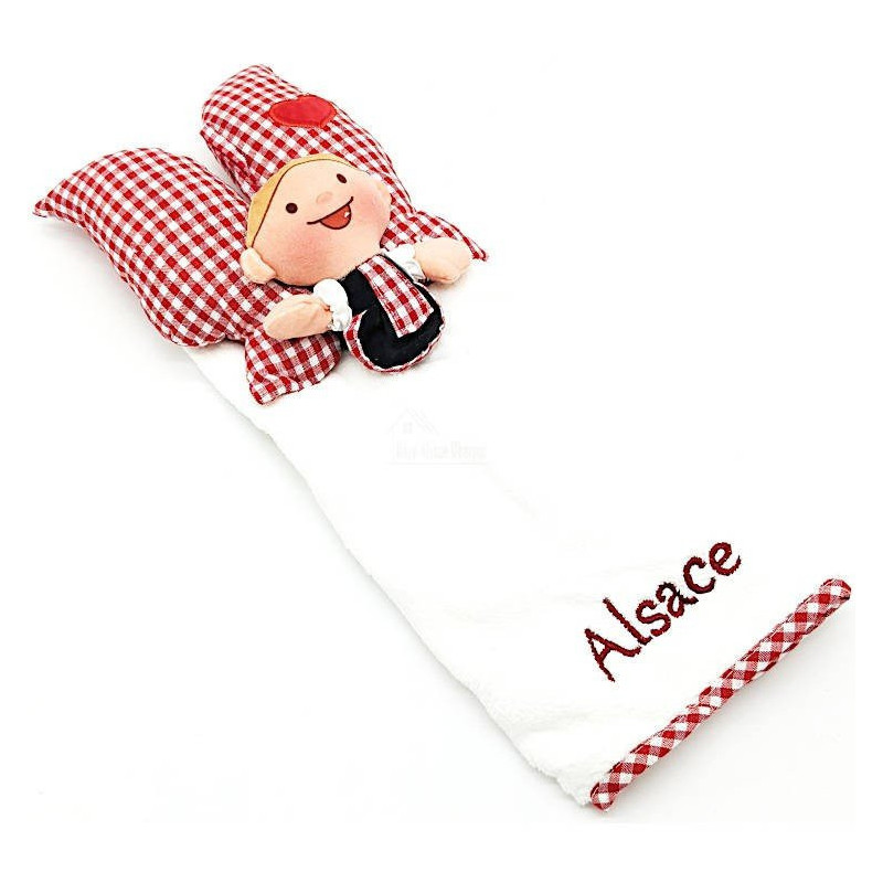 Handtuch Puppe Lovely Elsa Weiß bestickt Elsass