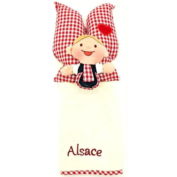 Essuie-Mains Poupée Lovely Elsa Écru brodé Alsace