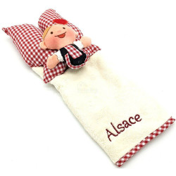 Lovely Elsa Doll Bath Towel Ecru embroidered Alsace