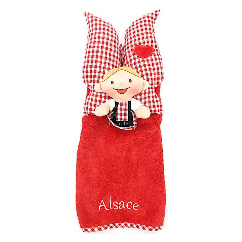 Essuie-Mains Poupée Lovely Elsa Rouge brodé Alsace