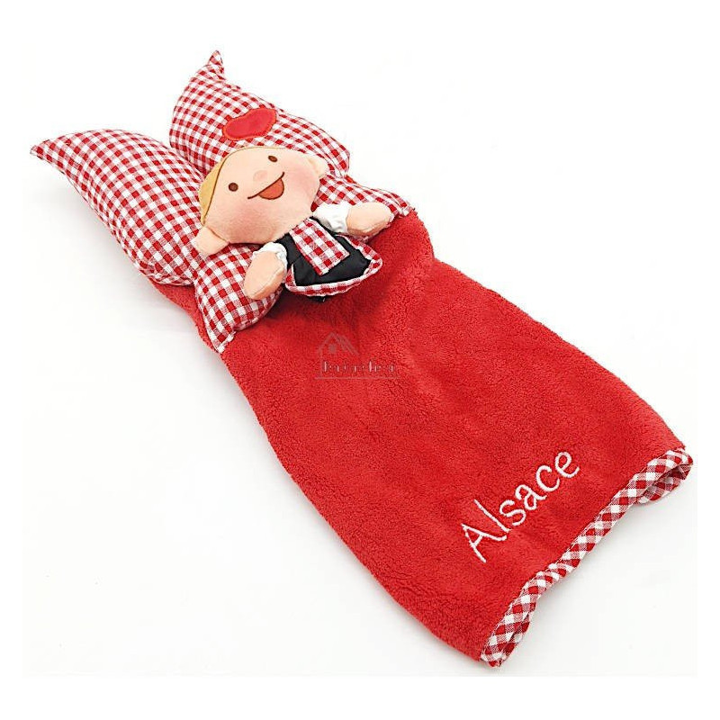 Handtuch Puppe Lovely Elsa Rot bestickt Elsass