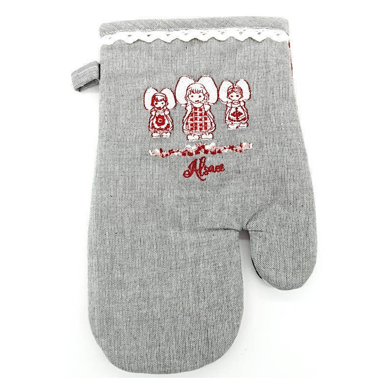 Bestickter Küchenhandschuh mit den 3 Elsässerinnen