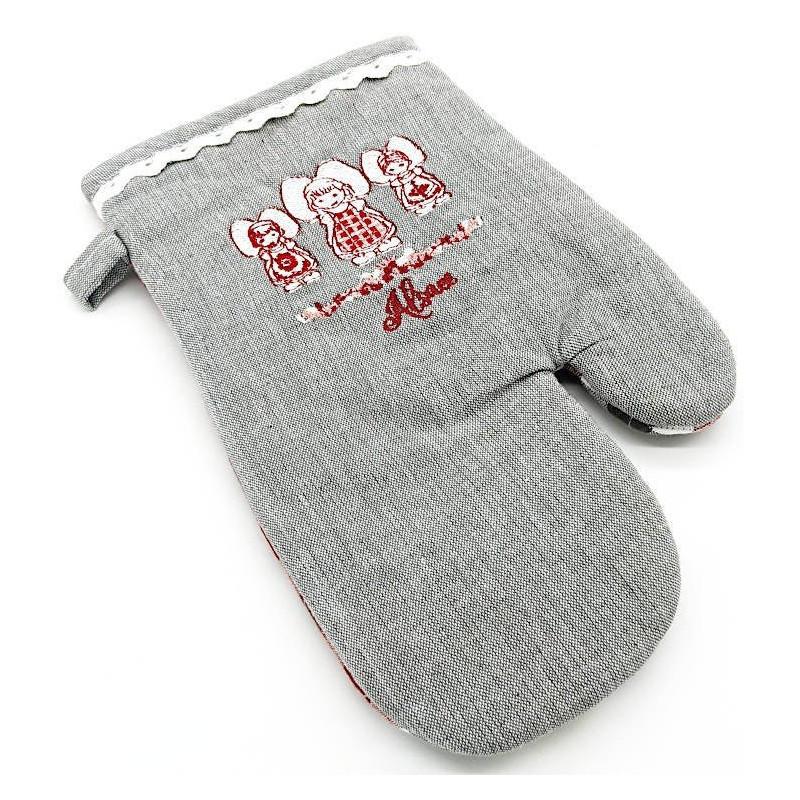 Kitchen Glove embroidered with the 3 Alsatians