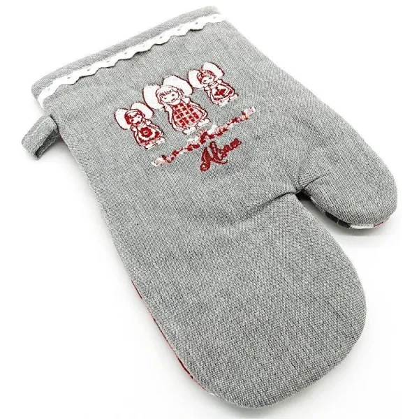 Bestickter Küchenhandschuh mit den 3 Elsässerinnen