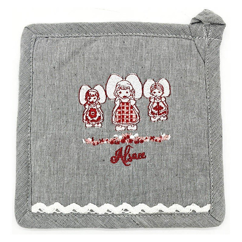 Kitchen Potholder embroidered with the 3 Alsatians