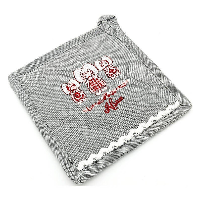 Kitchen Potholder embroidered with the 3 Alsatians