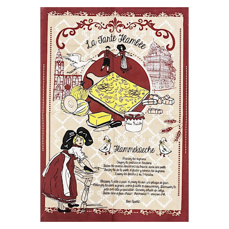 Kitchen Towel Recipe for Tarte Flambée