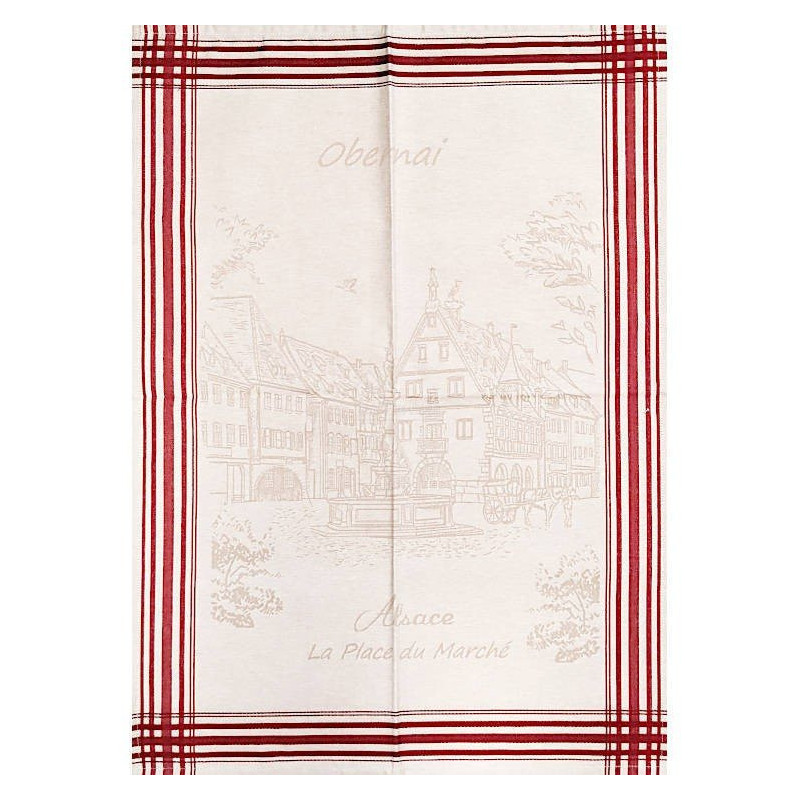 Geschirrtuch aus Baumwolle Jacquard Marktplatz Obernai