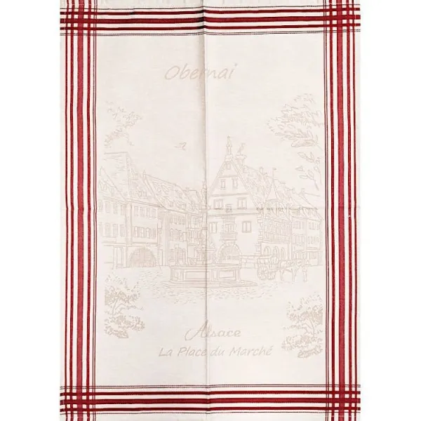 Torchon de Cuisine en Coton Jacquard Place du Marché Obernai