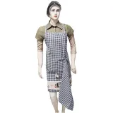 Hansi Large Square Blue Adjustable Kitchen Apron with Tea Towel