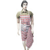 3 Alsatians Square Gingham Adjustable Kitchen Apron with Tea Towel