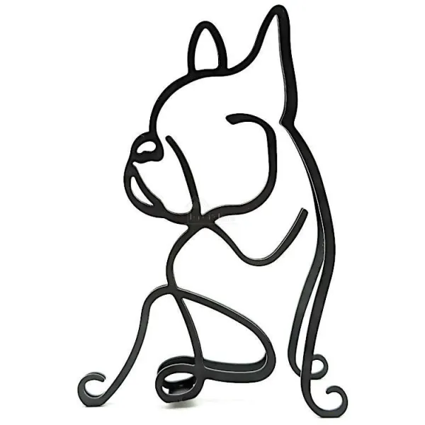 Sculpture abstraite Bouledogue en Fer